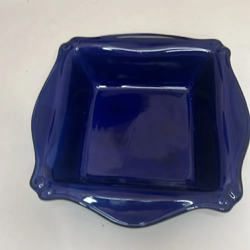 Square Baker 10 In Cobalt Blue Glazed Ovenware Scalloped Country Side Table Top